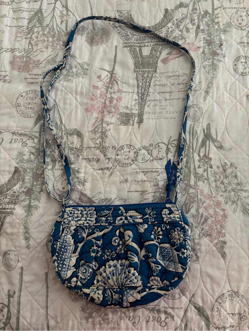 Vera Bradley Blue and White Quilted Floral Crossbody